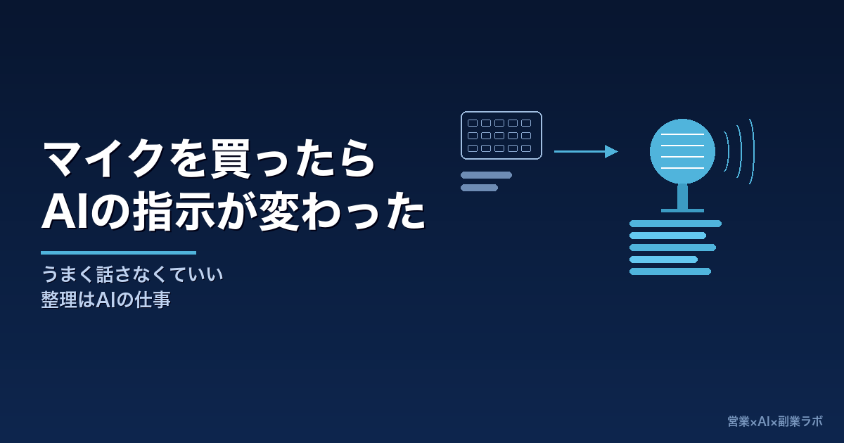 マイクを買ったらAIへの指示が変わった話｜うまく話さなくていい、整理はAIの仕事